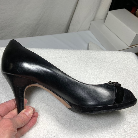 Cole Haan Black Open Toe Heels - 9.5 - Picture 6 of 11